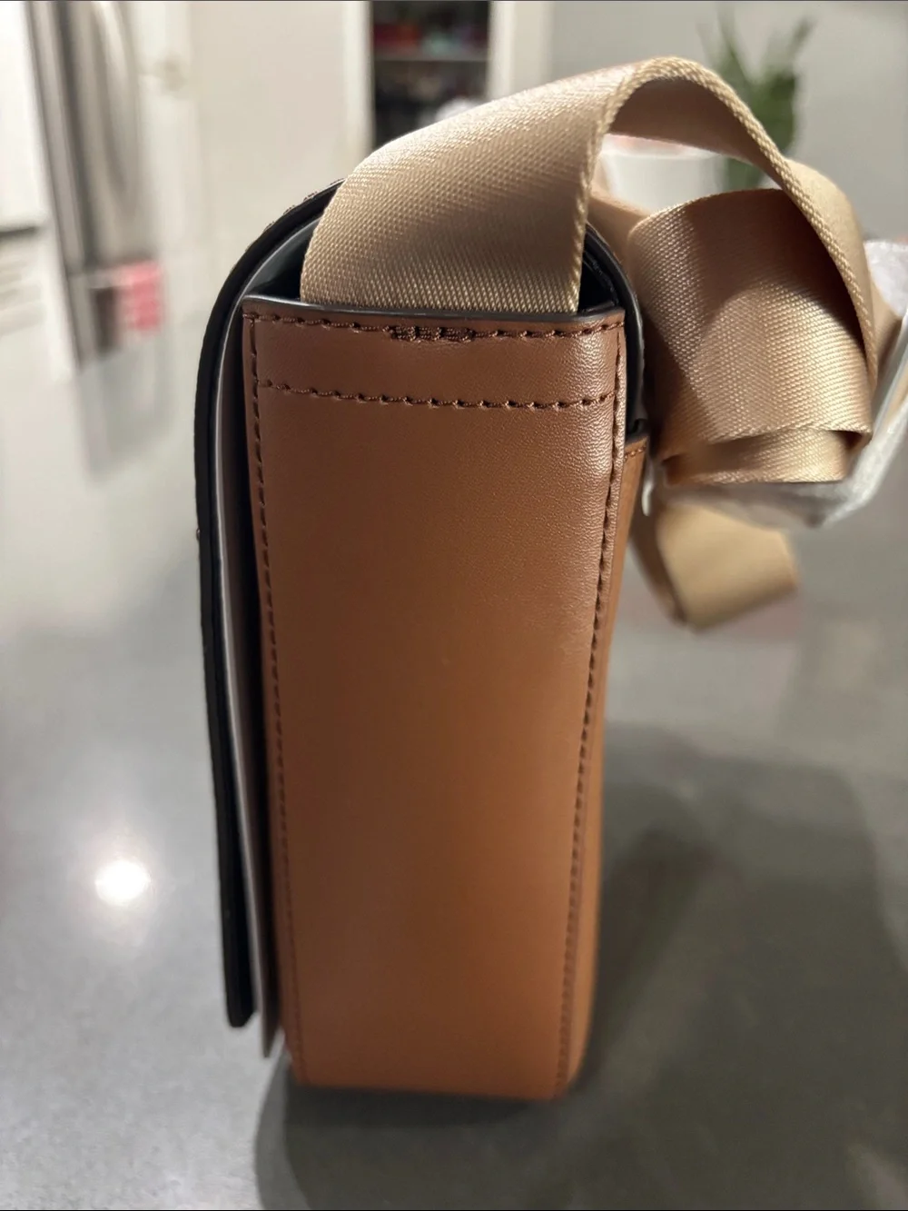 Michael Kors Tan Pebbled Leather Messenger Bag